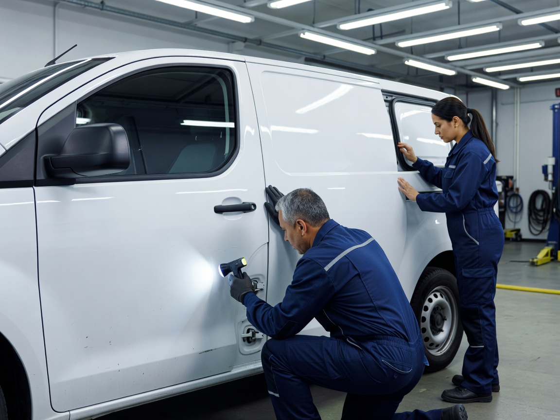 Fleet vehicle exterior inspection on body panels and door mechanisms